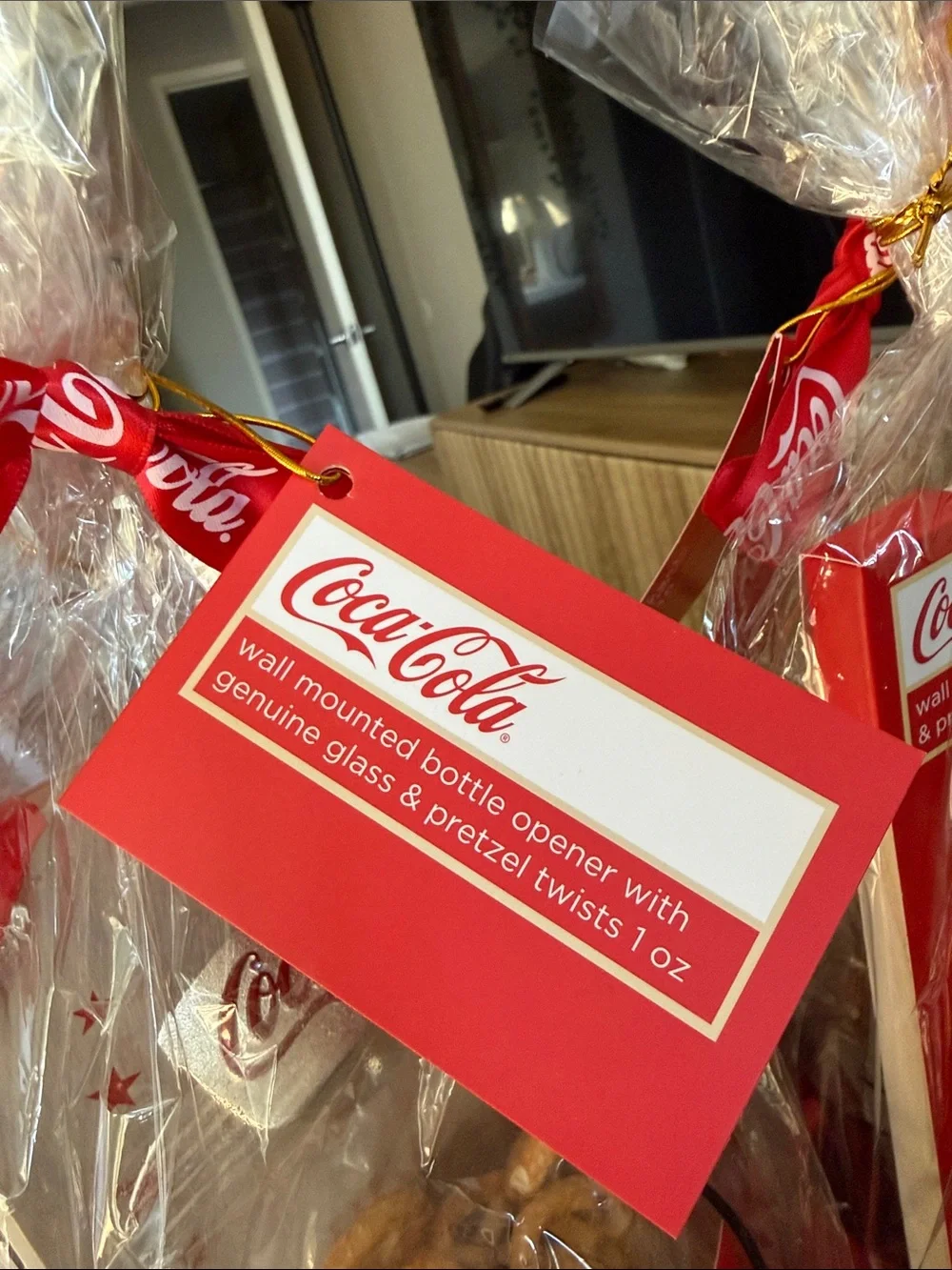 Coca Cola Red Gift Set with Branded Opener & Pretzel Cup